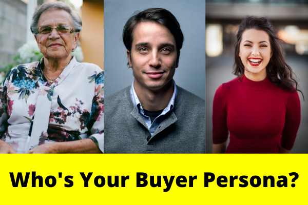 Photos of an old lady, a man and a woman as a suggestions for buyer personas.